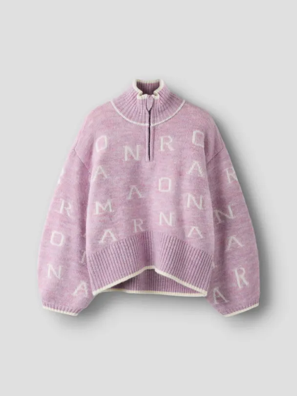 NKFNeifya oversize knit zip, lilla - Image 1