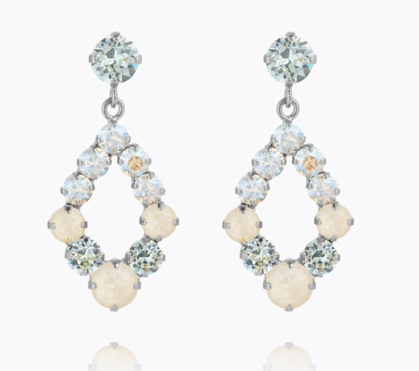 Mini Delia Earrings - Rhodium/ Azore Combo