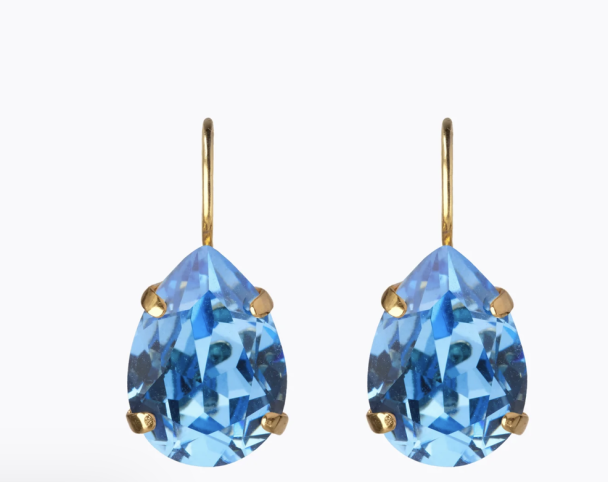 Mini Drop Earrings - Rhodium/Recreated Iceblue
