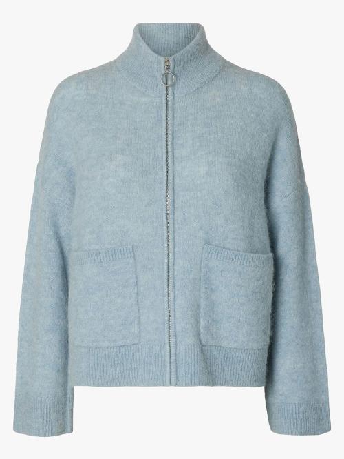 Sia Ras Zipper Blue Cardigan