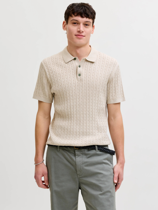 JJEEMIL KNIT CABLE POLO SS LN - Image 3