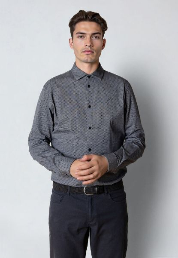 Formal stretch skjorte, navy - Image 1