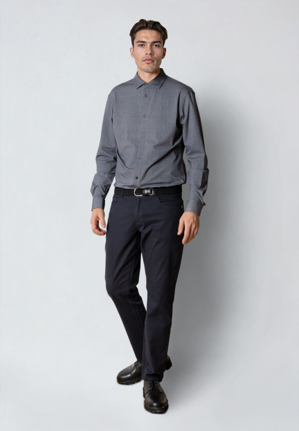 Formal stretch skjorte, navy - Image 3
