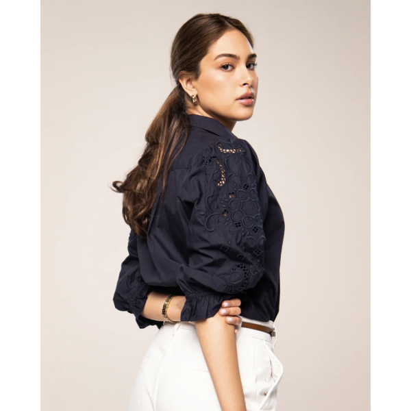 Amy Embroidered Shirt - Marine