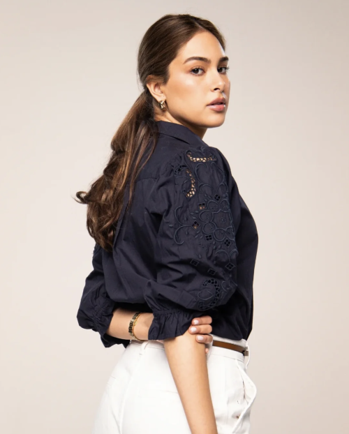 Amy Embroidered Shirt - Marine