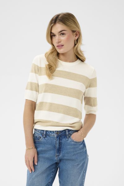 KAlizza Striped Topp Hvit/sand