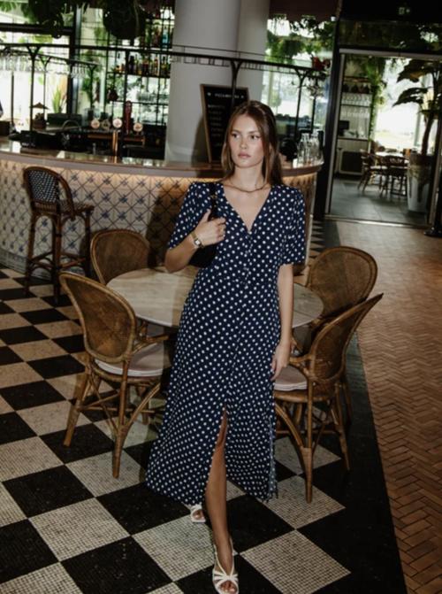 Angela Dress - Polka Blue