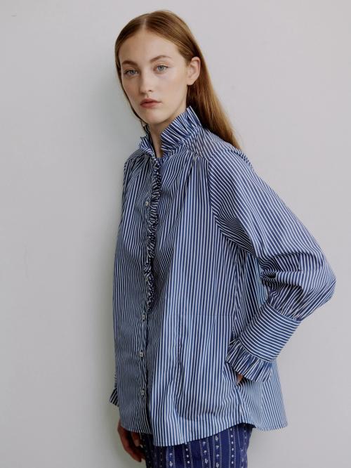 Annemonne Blouse Blue White Stripe