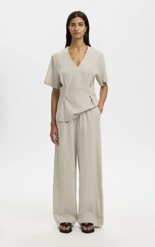 Miriam Wide Linen Blend - Nature/Stripes - Image 2
