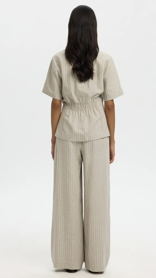 Mariam Linen Blend Top - Nature Stripes  - Image 2