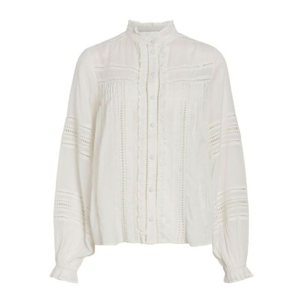 Rouanne China Collar Shirt - Cloud Dancer 