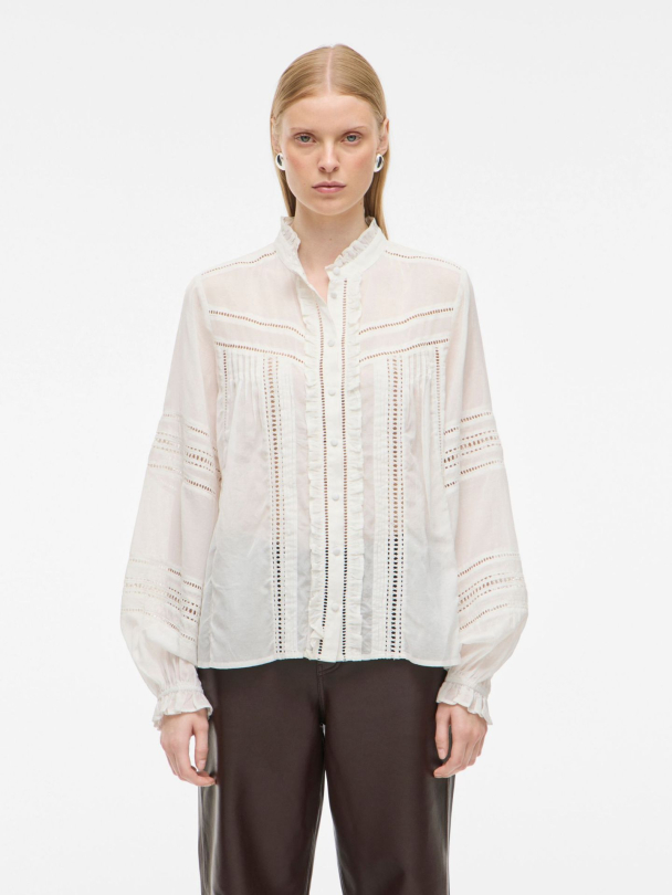 Rouanne China Collar Shirt - Cloud Dancer  - Image 3