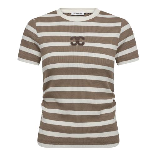 GrannyCC Gathering Stripe Tee Off White/Walnut fra Co'Couture