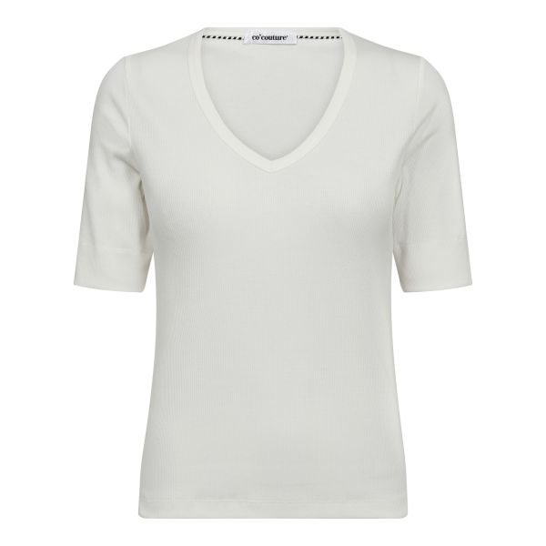 GrannyCC White Rib SS V-Tee fra Co'Couture  43018