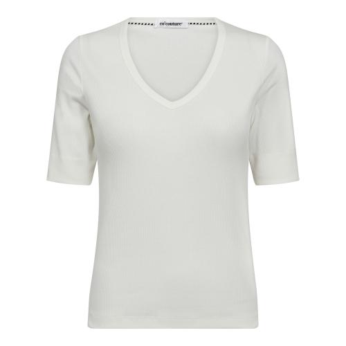 GrannyCC White Rib SS V-Tee fra Co'Couture  43018