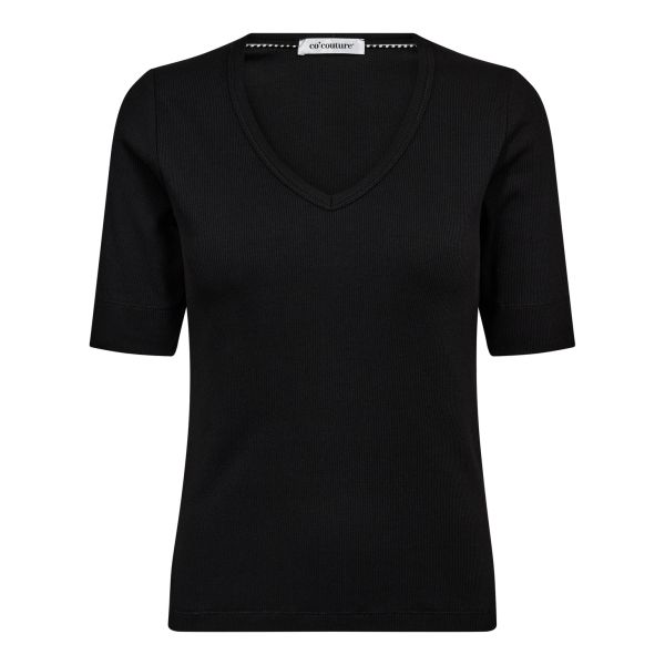 GrannyCC Black Rib SS V-Tee fra Co'Couture  43018