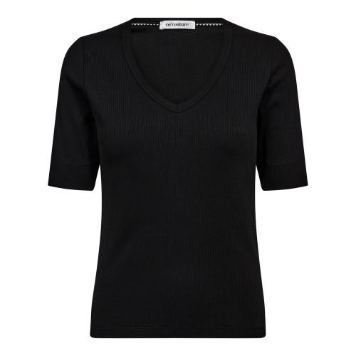 GrannyCC Black Rib SS V-Tee fra Co'Couture  43018