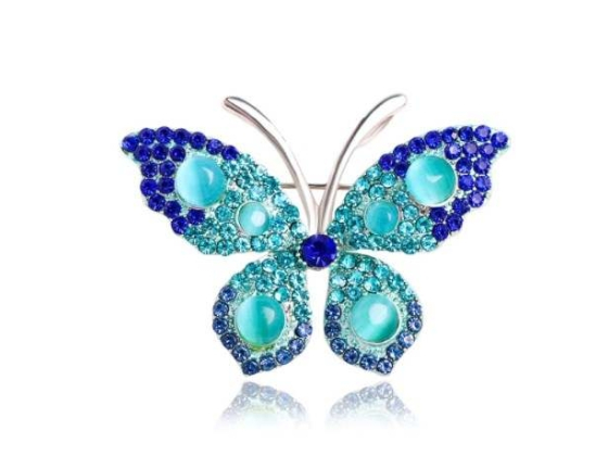 Bl&aring; sommerfugl - Brosje/n&aring;l