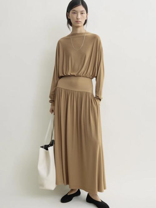 Boatneck Jersey Dress Nutmeg