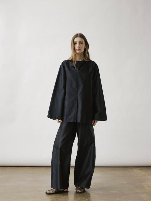 Cilla Silk Trousers Navy