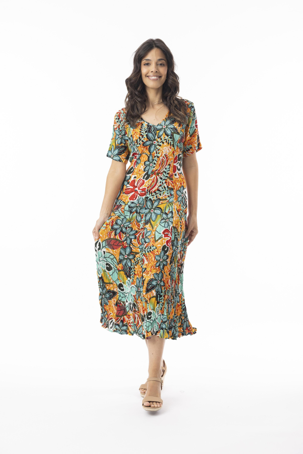 ORIENTIQUE Guaratiba Coded Short Sleeve Dress 61748