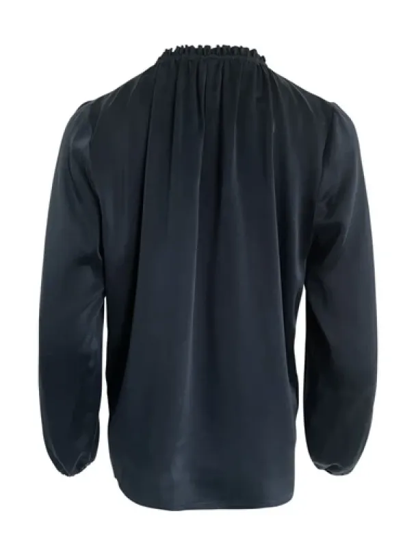 Amuse Mali silkebluse, Navy - Image 2