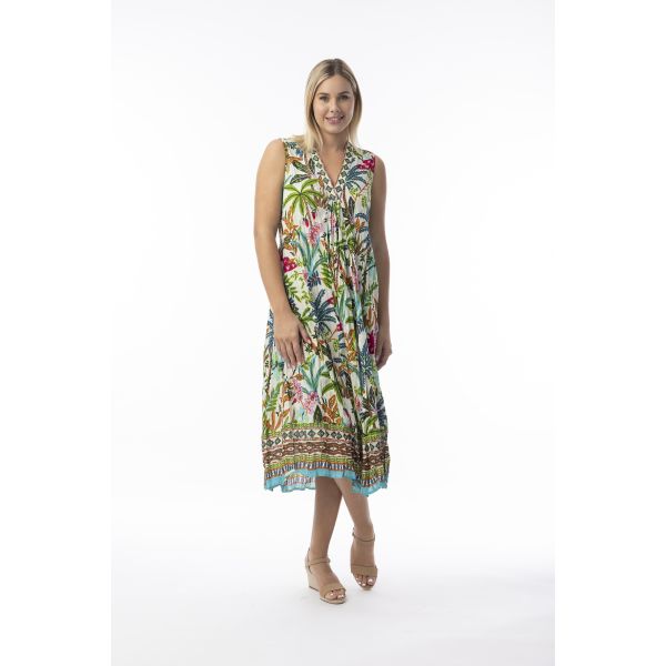 ORIENTIQUE Ovahe Dress Midi V Sleeveless 30163