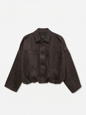 Hazel Faux Suede Bomber Jacket 