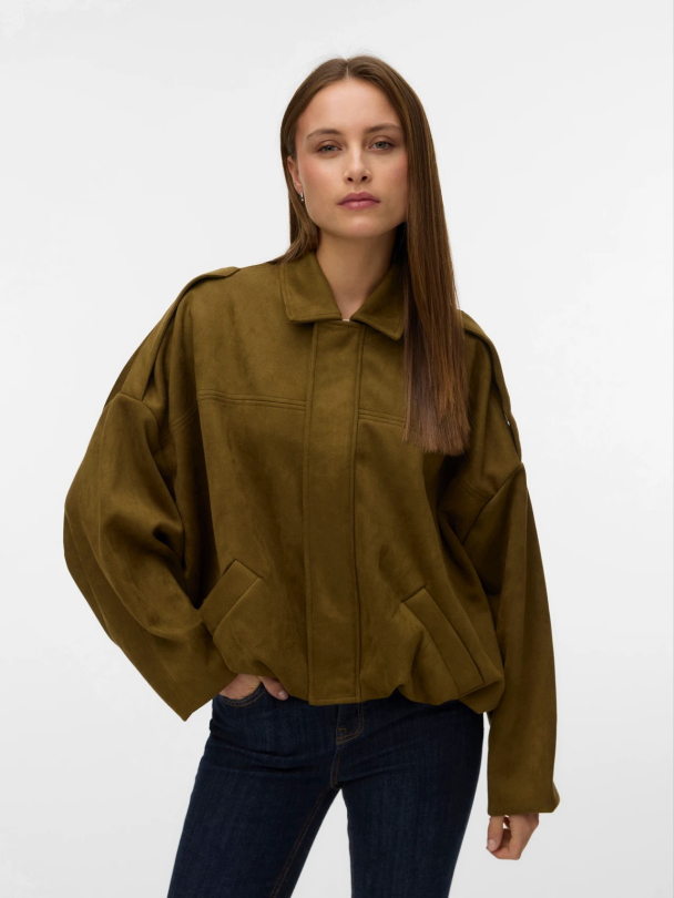 Hazel Faux Suede Bomber Jacket  - Image 1