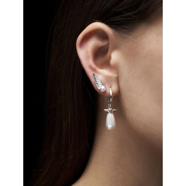 Wing Ear Stud - Silver - Freshwater Pearl