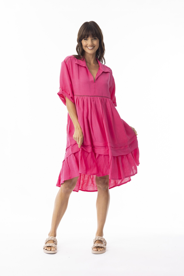 ORIENTIQUE Linen Solid Dress 71582 - Image 2