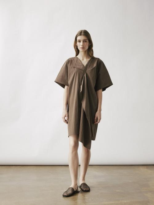 Avana Pleat Midi Dress Brown