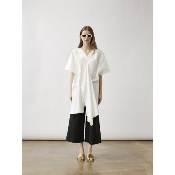 Avana Pleat Midi Dress White