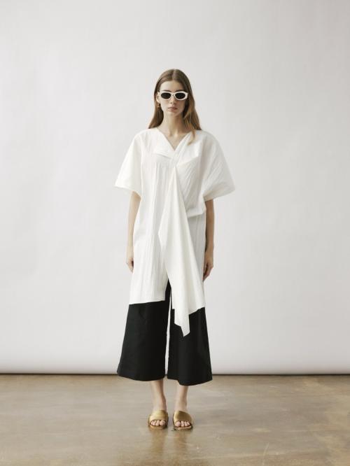 Avana Pleat Midi Dress White