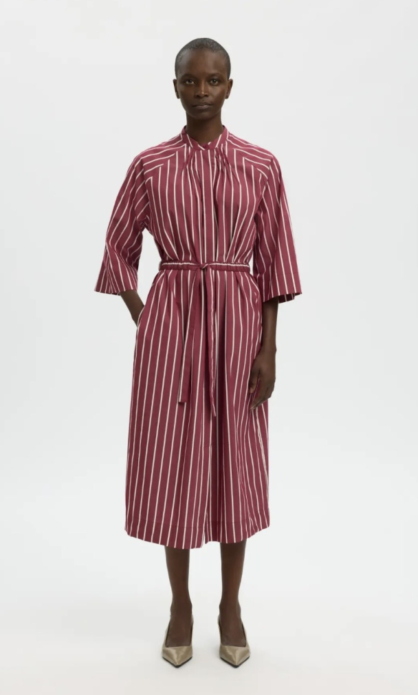 Bea Oversized 3/4 Midi Dress - Anemone Stripes - Image 1
