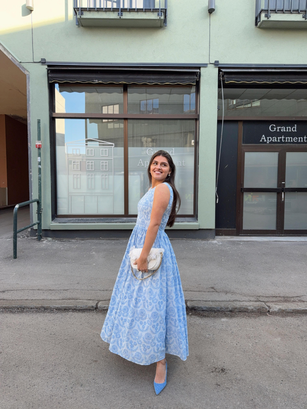 Checks Maxi Dress - Light Blue - Image 2