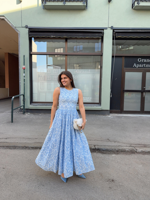 Checks Maxi Dress - Light Blue - Image 5