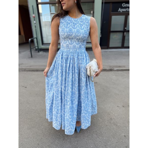 Checks Maxi Dress - Light Blue