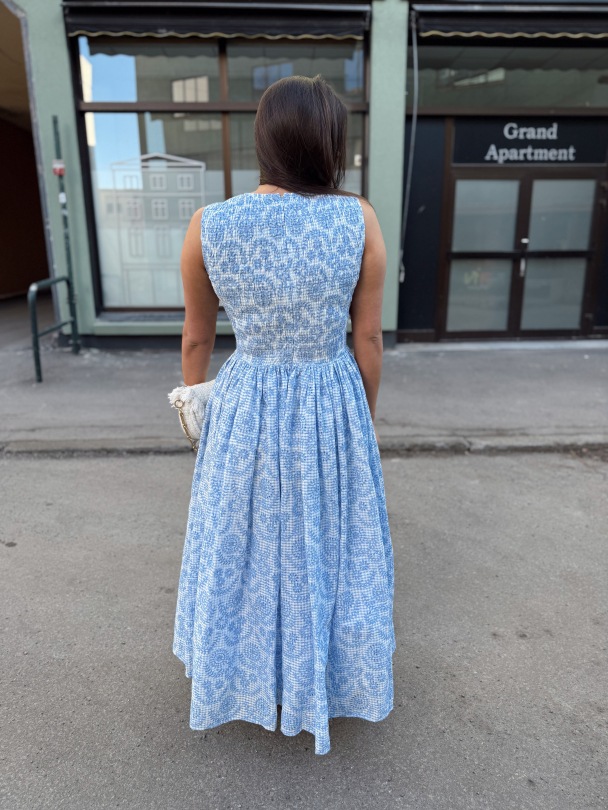 Checks Maxi Dress - Light Blue - Image 6
