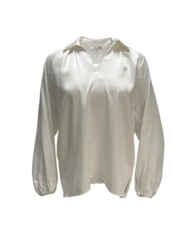 Amuse Hilde silkebluse, offwhite - Image 1