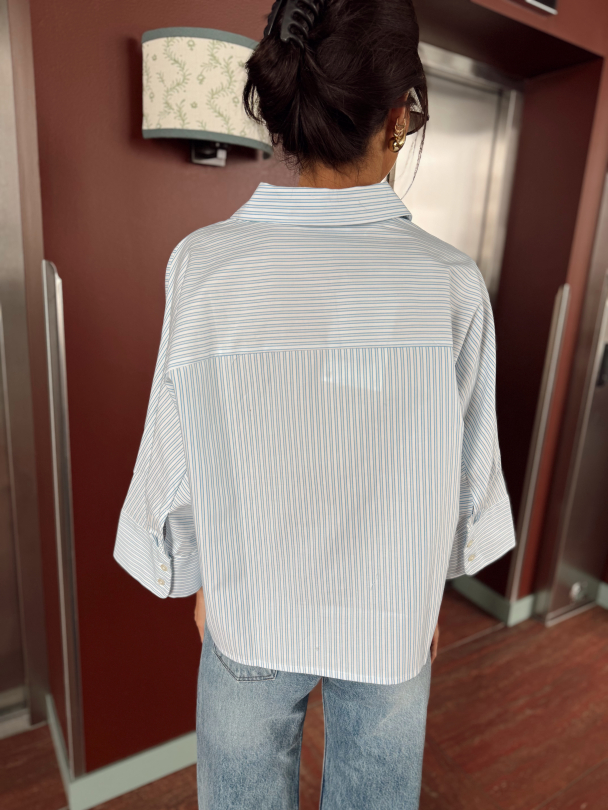 Ester Oversize 3/4 Shirt - Malibu Blue Stripe  - Image 6