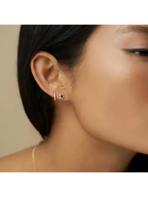 Crystal & Emerald Flower Stud Earrings