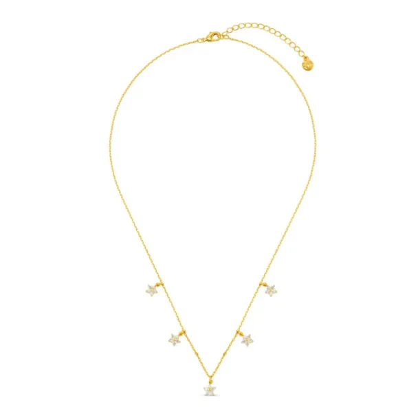 Crystal Flower Multi Drop Charm Necklace - Image 2