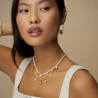 Mixed Eclectic Pavé Charm Necklace