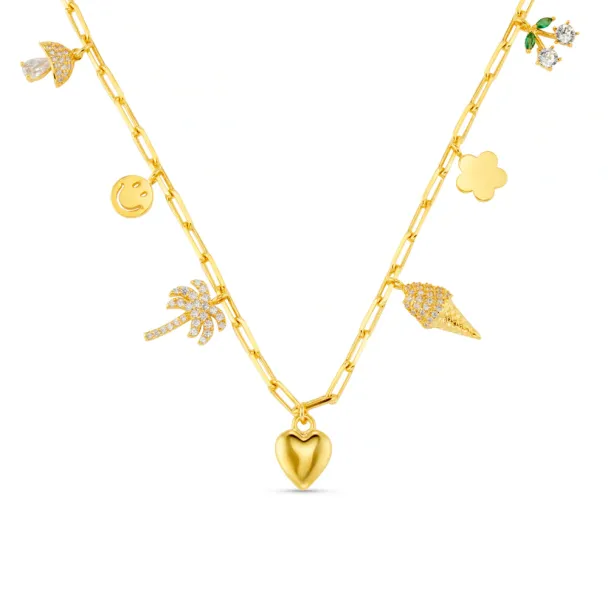 Mixed Eclectic Pavé Charm Necklace - Image 3