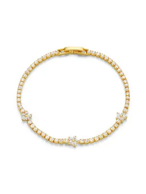 Flower Stationed Tennis Bracelet