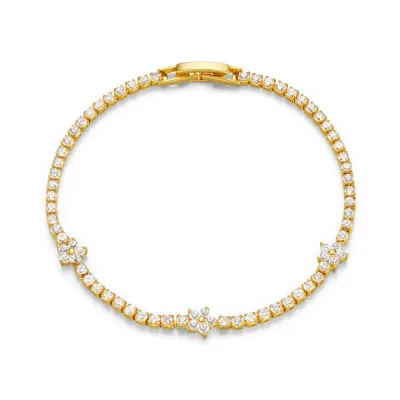 Flower Stationed Tennis Bracelet