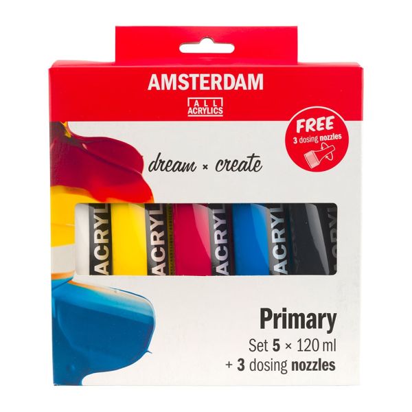 Amsterdam Standard Akryl 120ml – 5 tuber – Primary Set+