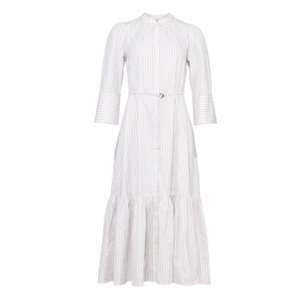 Seersucker Button Down Dress - Khaki Stripe