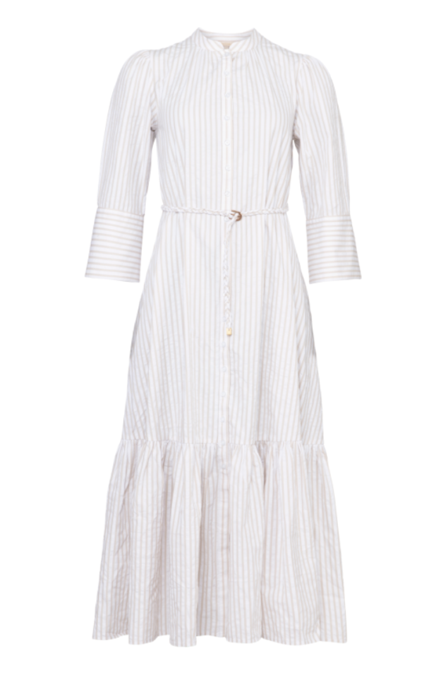 Seersucker Button Down Dress - Khaki Stripe - Image 2
